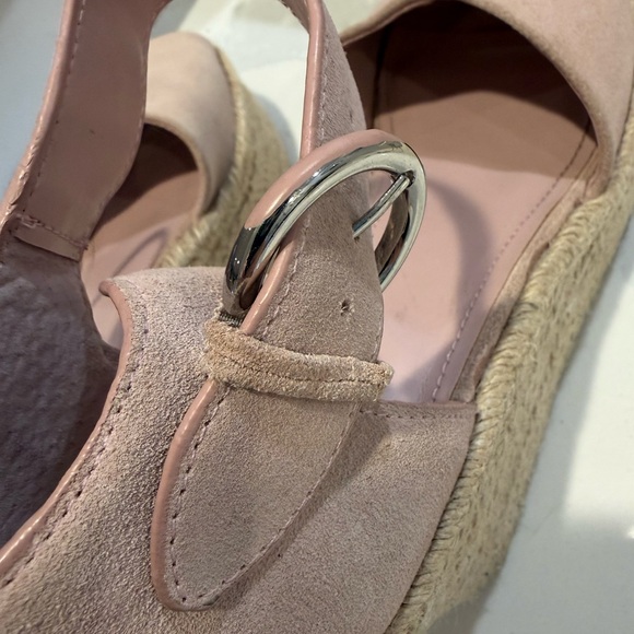 Marc Fisher Size 9 Mlalita Blush Suede Leather Upper Espadrille Wedge Sandals - Picture 14 of 16